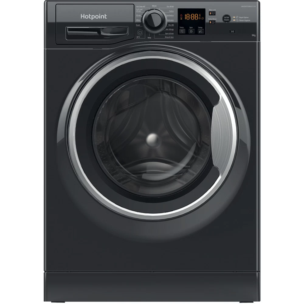 Hotpoint Washing machine Free-standing NSWM 945C BS UK N Black Front loader B Frontal