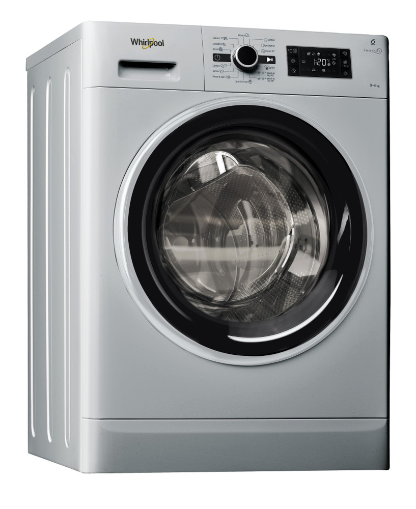 Whirlpool Washer dryer Free-standing FWDG96148SBS GCC Silver Front loader Perspective
