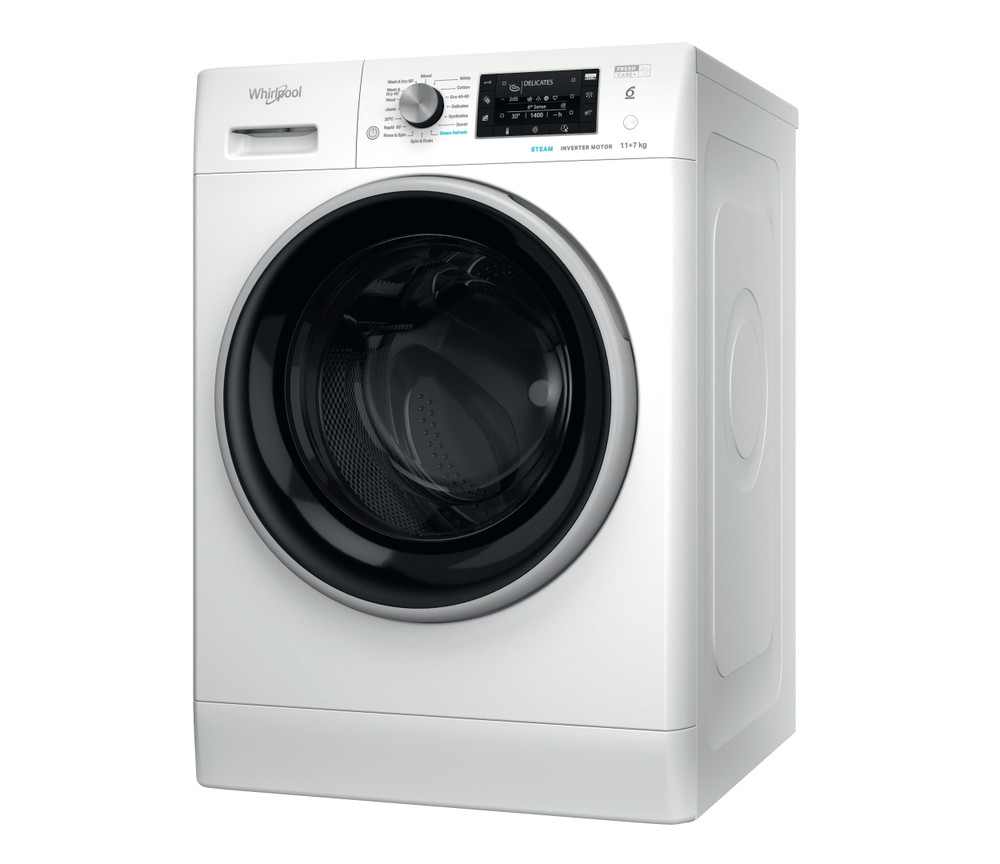 Whirlpool Washer dryer Free-standing FFWDD 1174269 BSV UK White Front loader Perspective