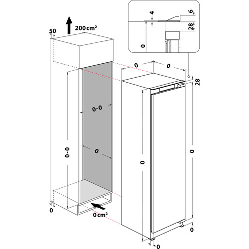 Kitchenaid Freezer Built-in KCBFS 18602 2 Wit Technical drawing