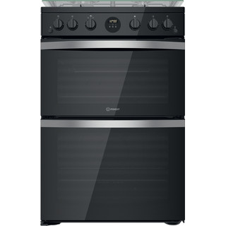 Indesit Double Cooker ID67G0MCB/UK Black A+ Frontal
