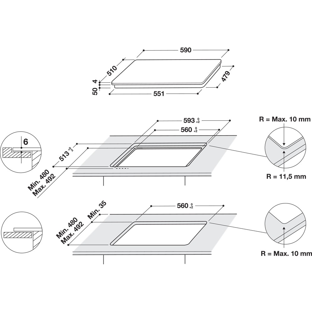 Whirlpool WS Q 2160 NE Induction Hob 4 Zones 60cm - Black