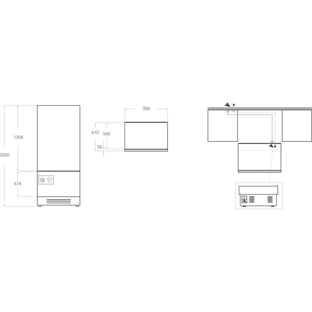 Kitchenaid Combinación de frigorífico / congelador Integrable KCVCX 20901L 1 N/D 2 doors Technical drawing