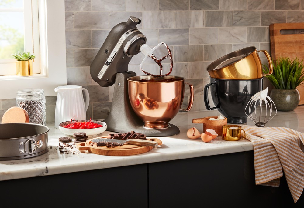 gold kitchen aid mixer