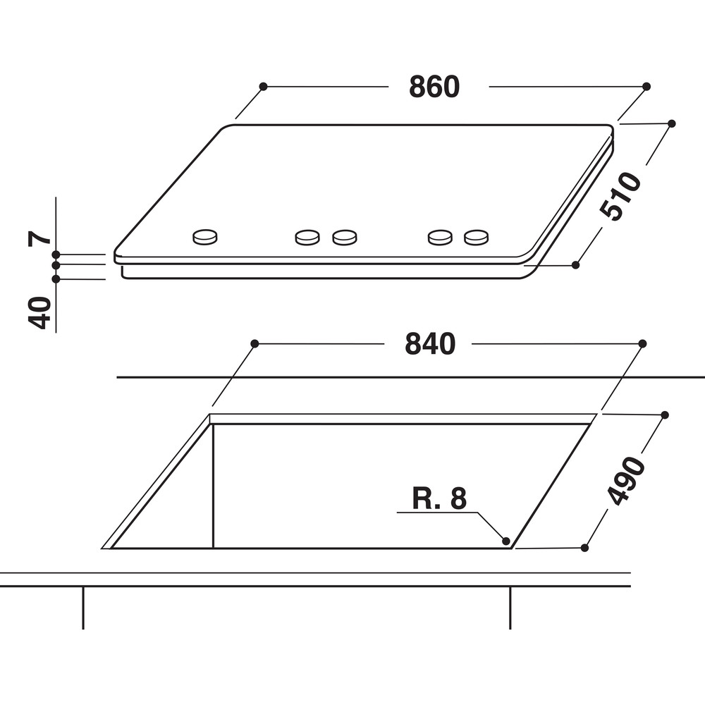 Whirlpool GMW 9552/IXL Gas Hob 5 Burners 90cm - Inox