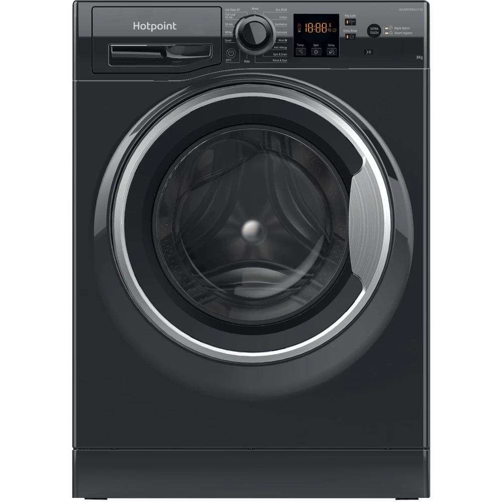 Hotpoint Washing machine Free-standing NSWM 845C BS UK N Black Front loader B Frontal