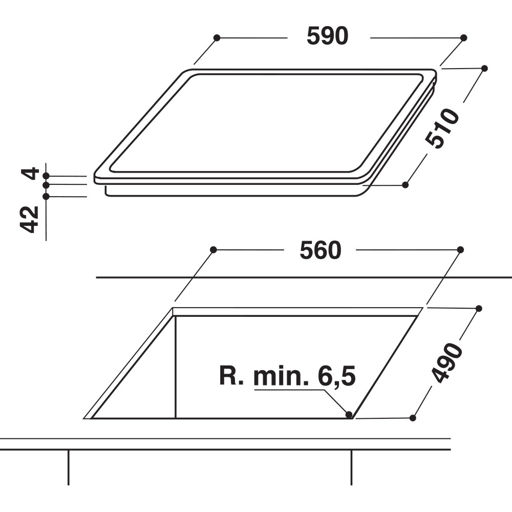 Whirlpool AKT 8090 LX Ceramic Hob 4 Zones 60cm - Black