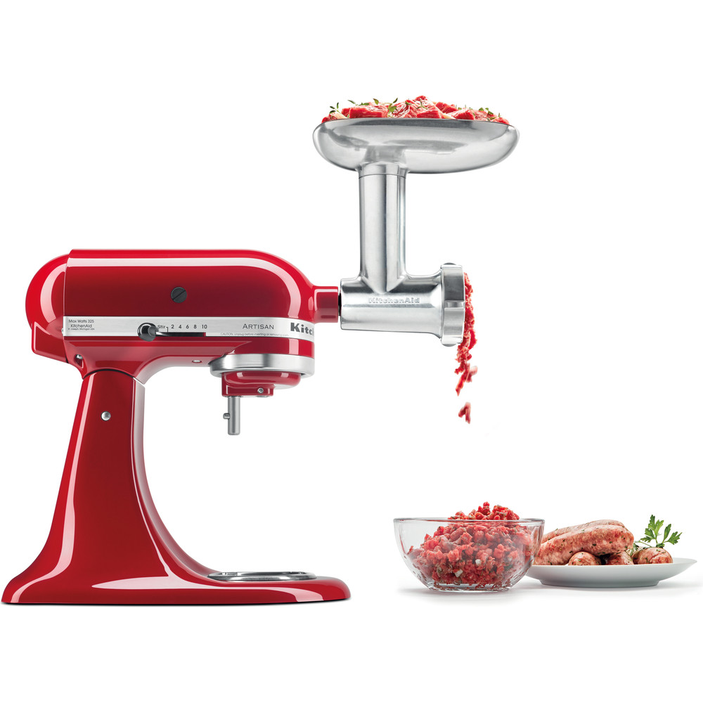 KENOME Metal Food Grinder Attachment for KitchenAid Stand Mixers Includes 2 Sausage  Stuffer Tubes, Durable Meat Grinder Attachment for KitchenAid, Silver,  (Stand mixer is not included) 