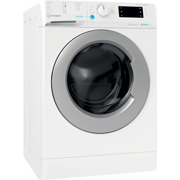 Indesit Kombineret vaskemaskine/tørretumbler Fritstående BDE 861483X WS EU N Hvid Frontbetjent Perspective
