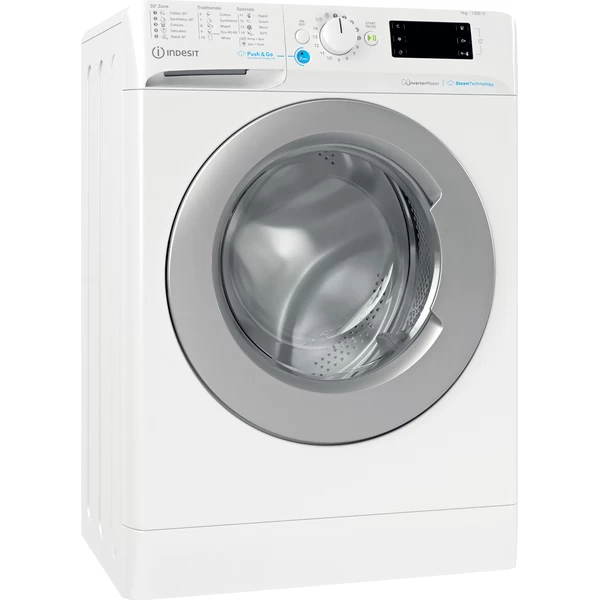 Indsit Maşină de spălat rufe Independent BWSE 71295X WSV EE Alb Încărcare frontală B Perspective