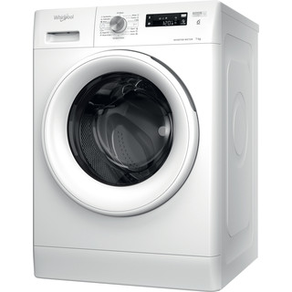 Whirlpool Skalbimo mašina Laisvai pastatomas FFS 7458 W EE Balta Pakraunama iš priekio B Perspective