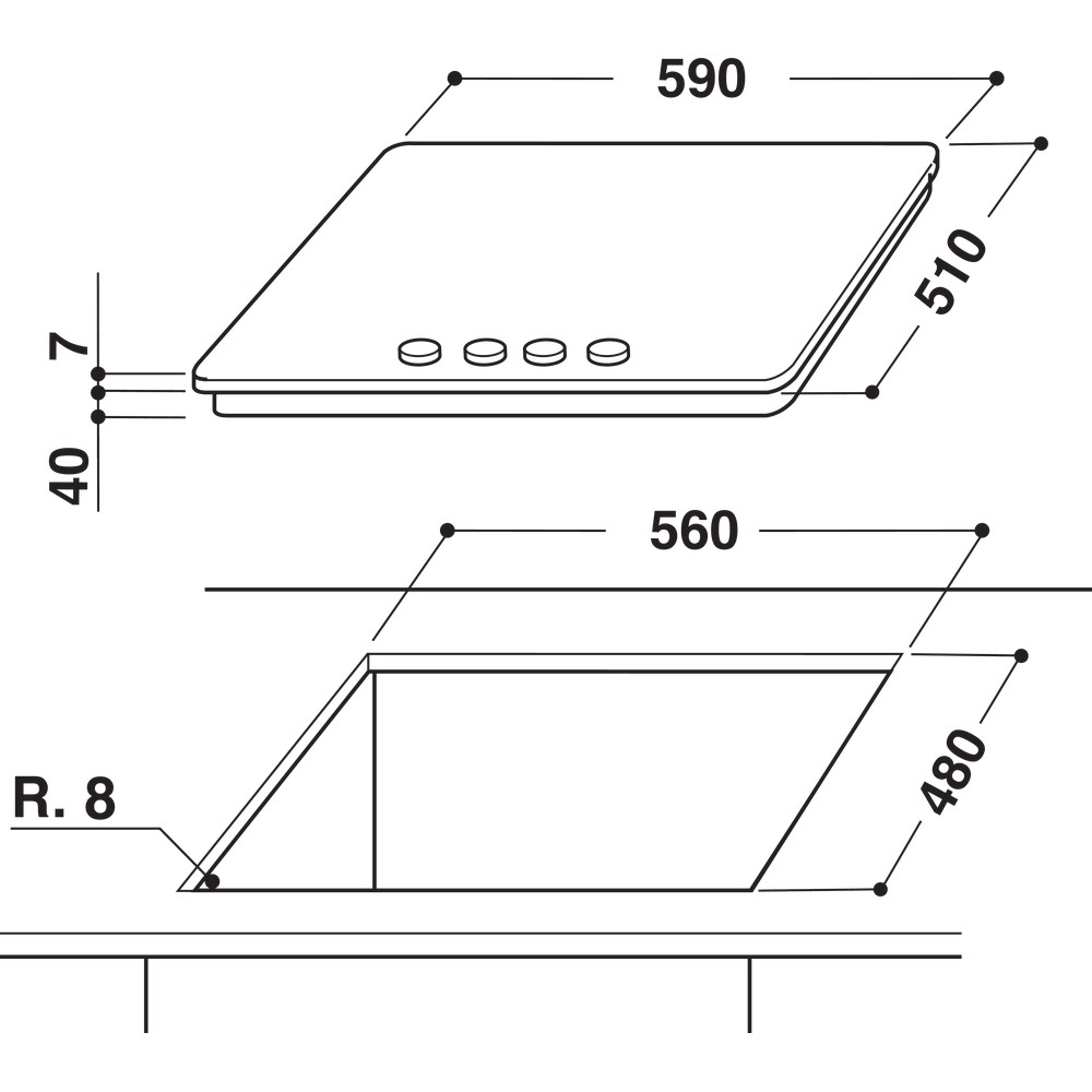 Whirlpool GMA 6422IX Hob 4 Burners 60cm - Stainless Steel